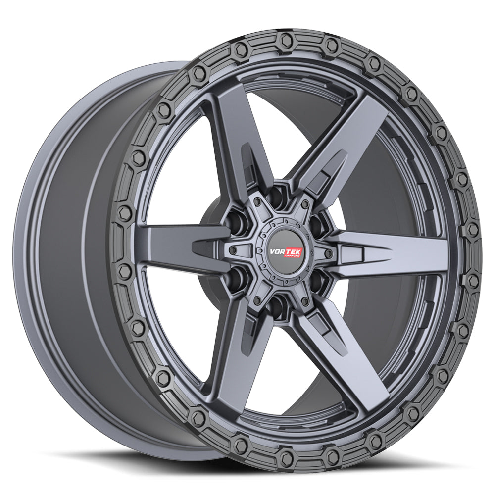18x9 Vortek VRT-602 Matte Titanium With Black Bead Ring Wheel 6x135/6x5.5 (0mm)