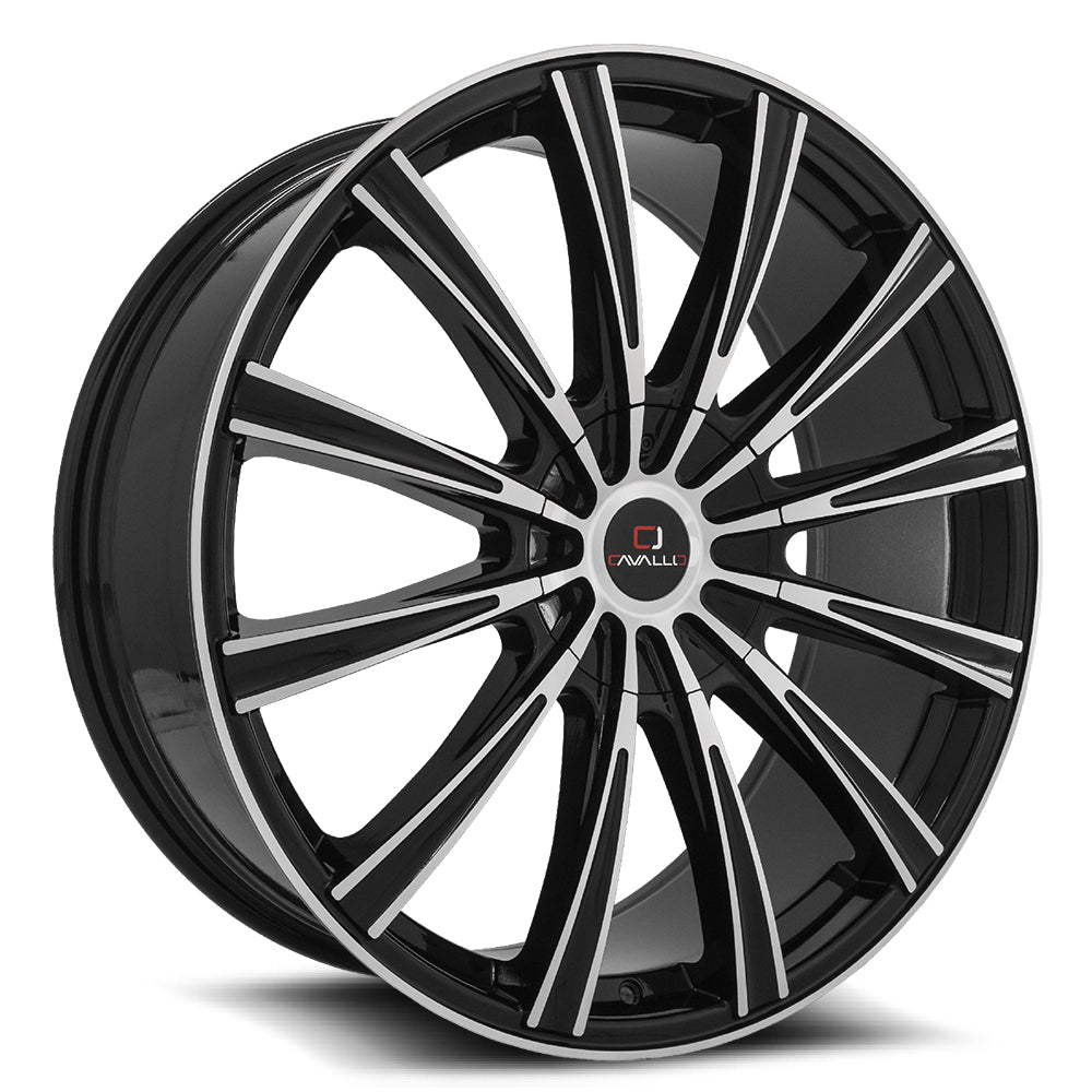 20x8.5 Cavallo CLV-23 Gloss Black & Machined Wheel 5x108/5x4.5 (35mm)