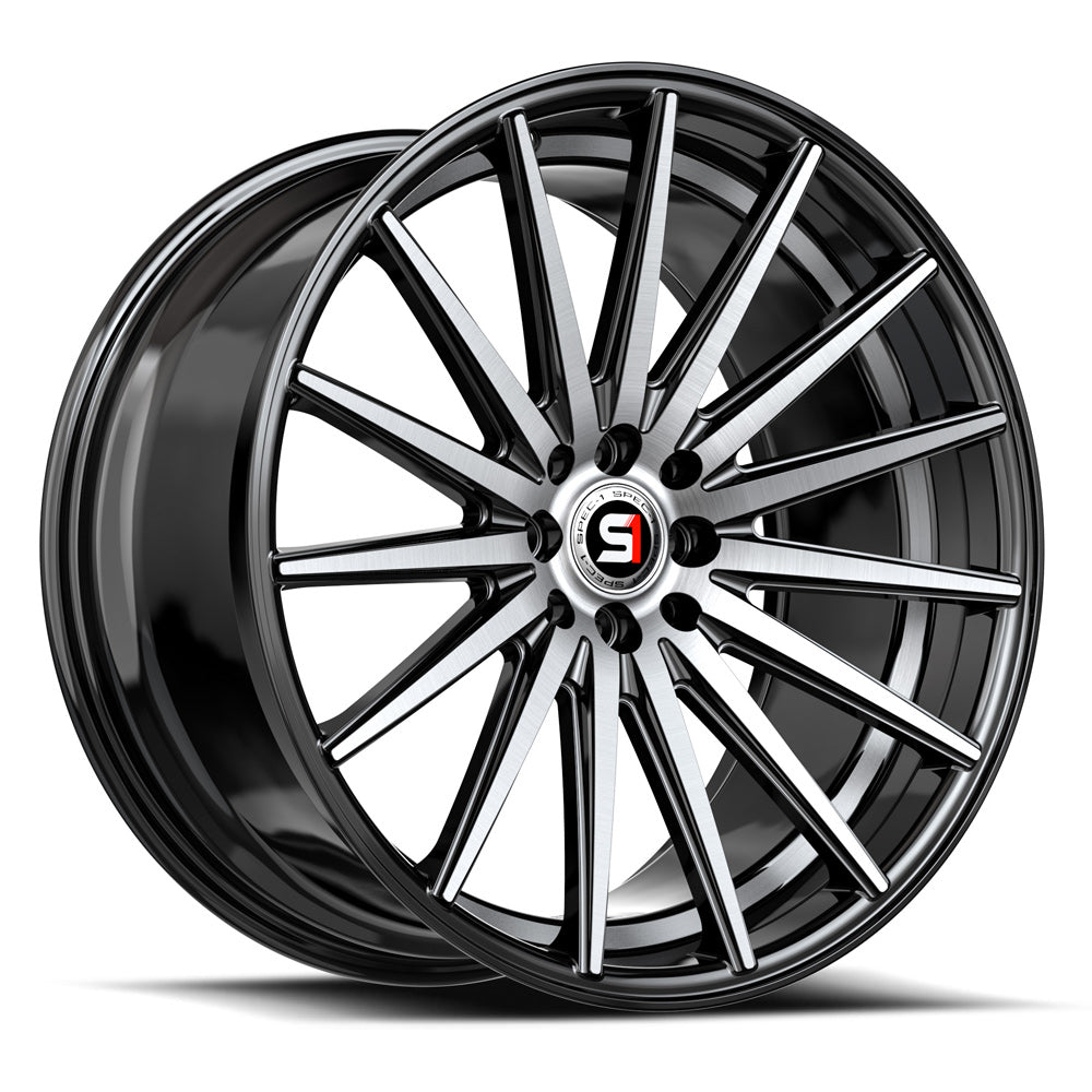 17x7.5 Spec-1 SP-69 Gloss Black & Machined & Undercut Wheel 5x112/5x4.5 (42mm)