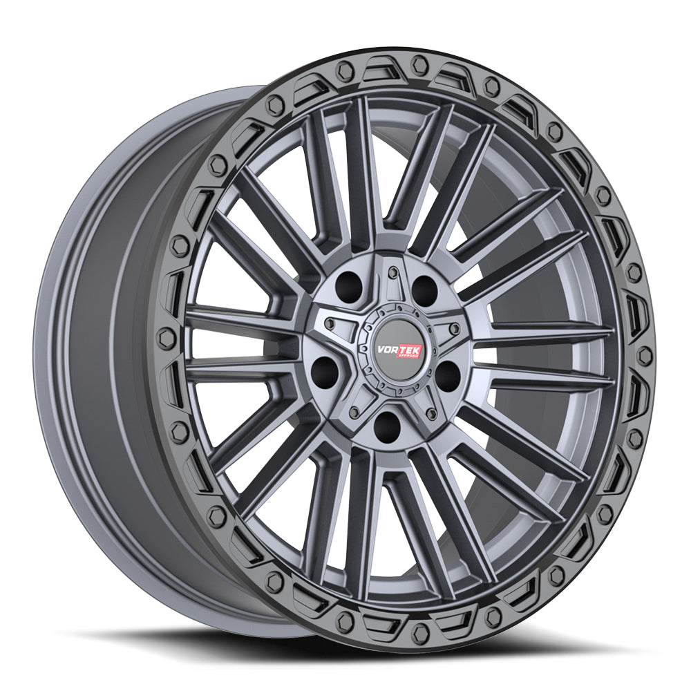 20x9.5 Vortek VRT-604 Matte Titanium W/ Black Bead Ring Wheel 5x5/5x5.5 (-18mm)