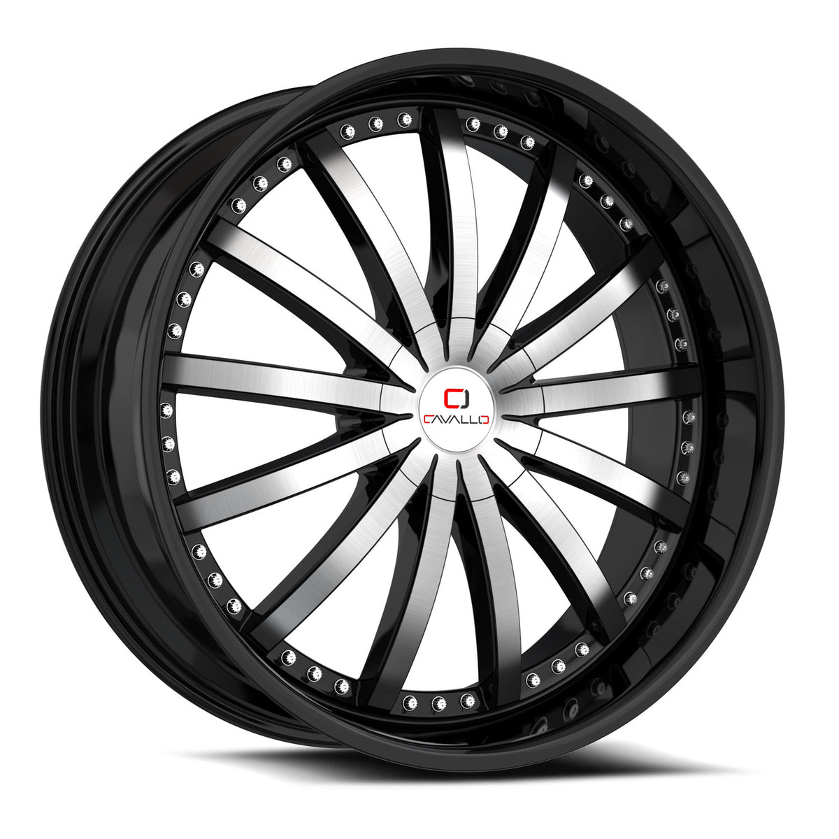 22x9.5 Cavallo CLV-53 Gloss Black & Machined Wheel Blank (15mm)