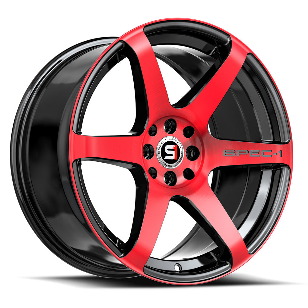 18x8 Spec-1 SPT-32 Gloss Black & Red Machined Wheel 4x100/4x4.5 (34mm)