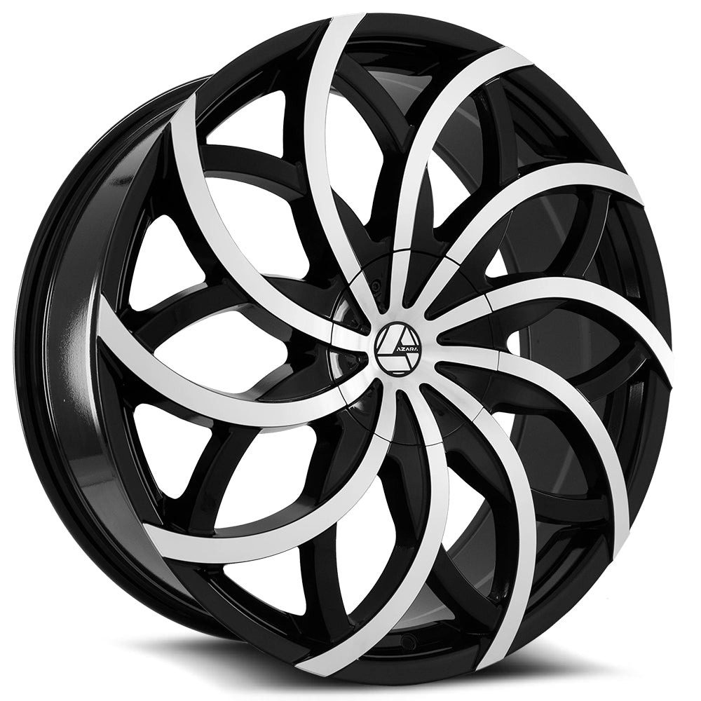 24x9 Azara AZA-504 Gloss Black & Machined Wheel 6x135/6x5.5 (25mm)