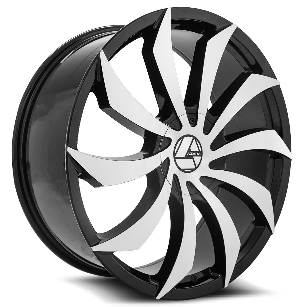 28x9.5 Azara AZA-507 Gloss Black & Machined Wheel 5x115/5x120 (15mm)
