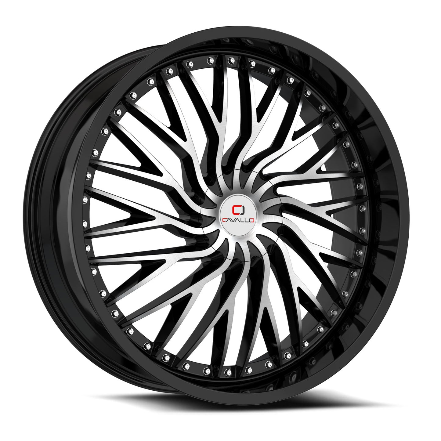 18x8 Cavallo CLV-43 Gloss Black & Machined Wheel 5x4.25/5x4.5 (35mm)