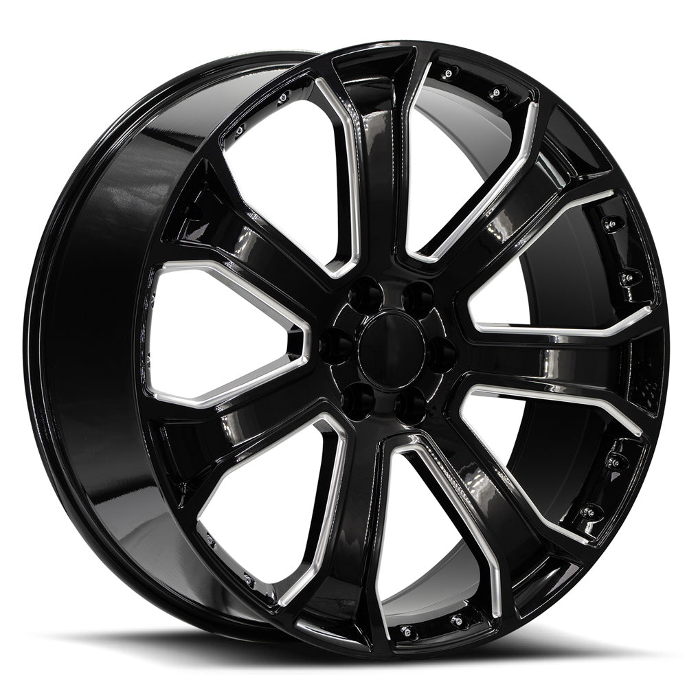 22x9 O.E. Revolution G-06 Gloss Black & Milled Wheel 6x5.5 (31mm)