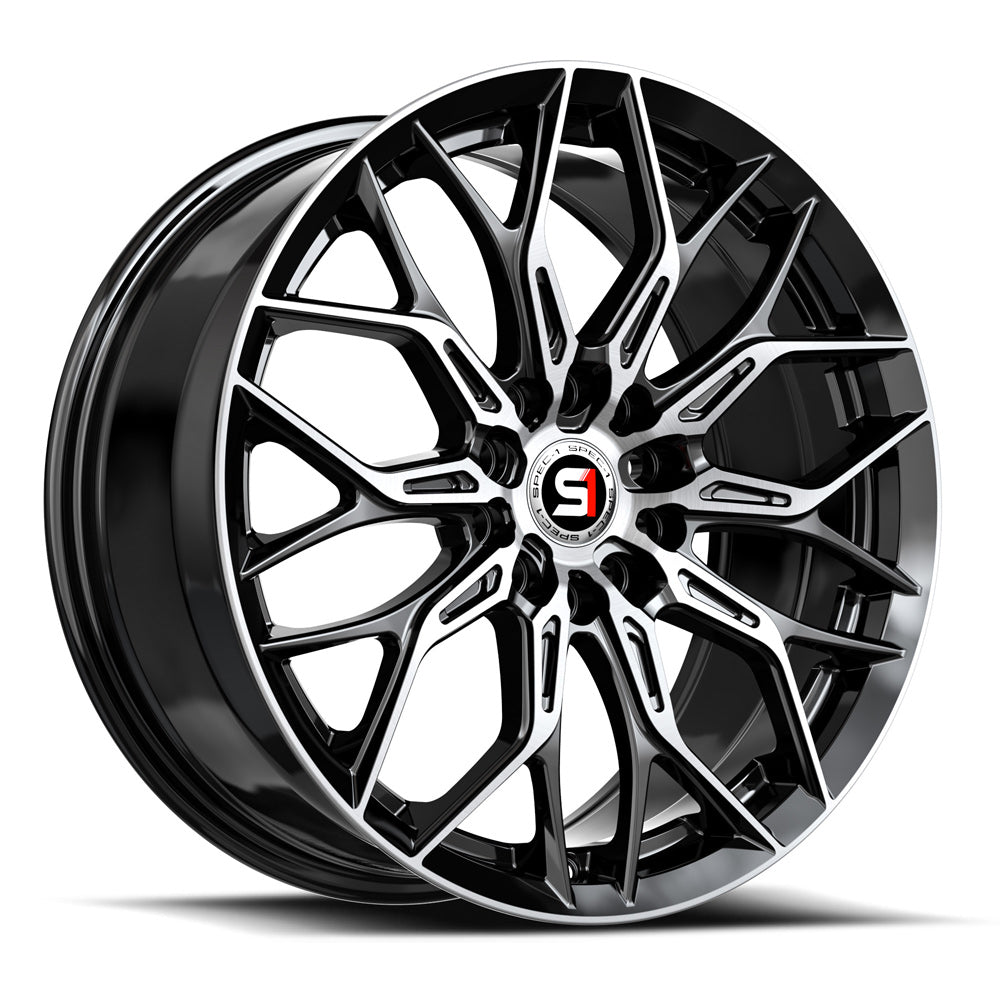 Spec-1 SP-57 18x8.0 5x112 5x114.3 +38 Cb 73.1 Gloss Black & Machined