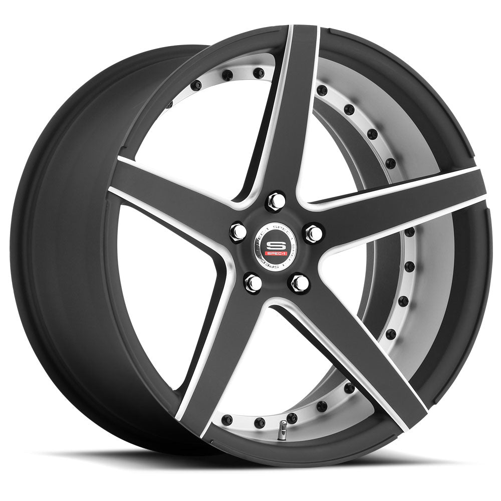 19x9.5 Spec-1 SPM-76 Matte Black & Machined Wheel 5x112 (38mm)