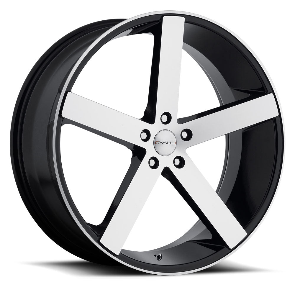 20x8.5 Cavallo CLV-5 Gloss Black & Machined Wheel 5x115 (15mm)