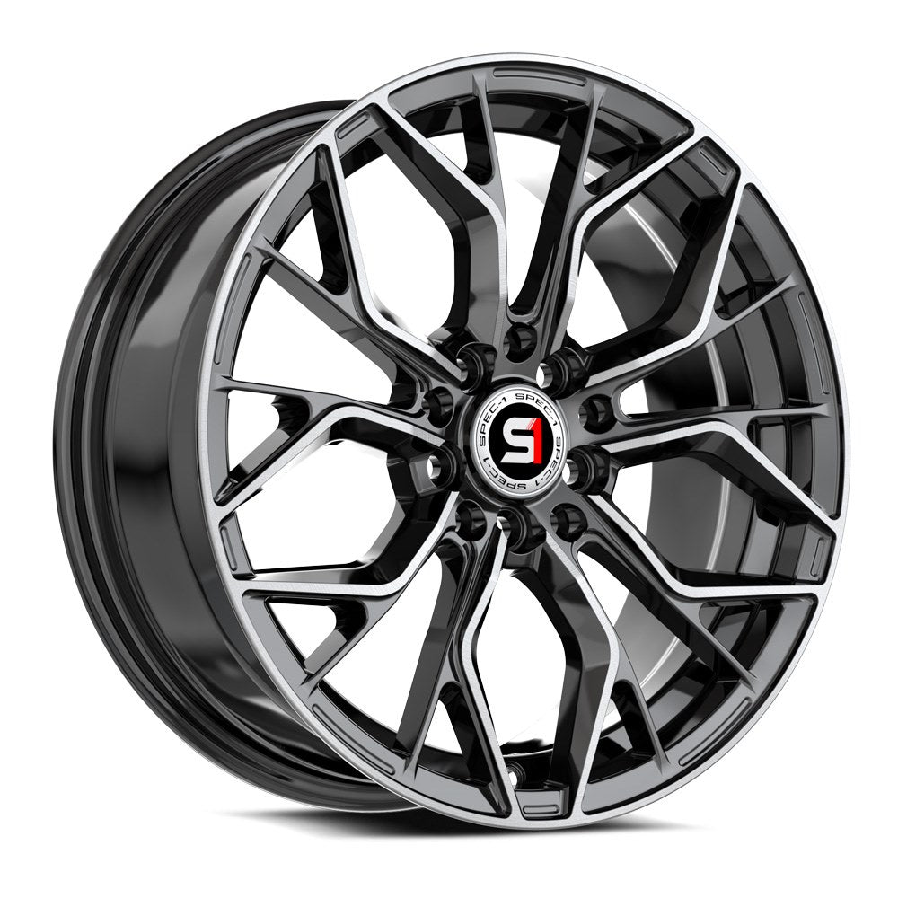 15x6.5 Spec-1 SP-76 Gloss Black & Machined Wheel 5x100/5x4.5 (20mm)