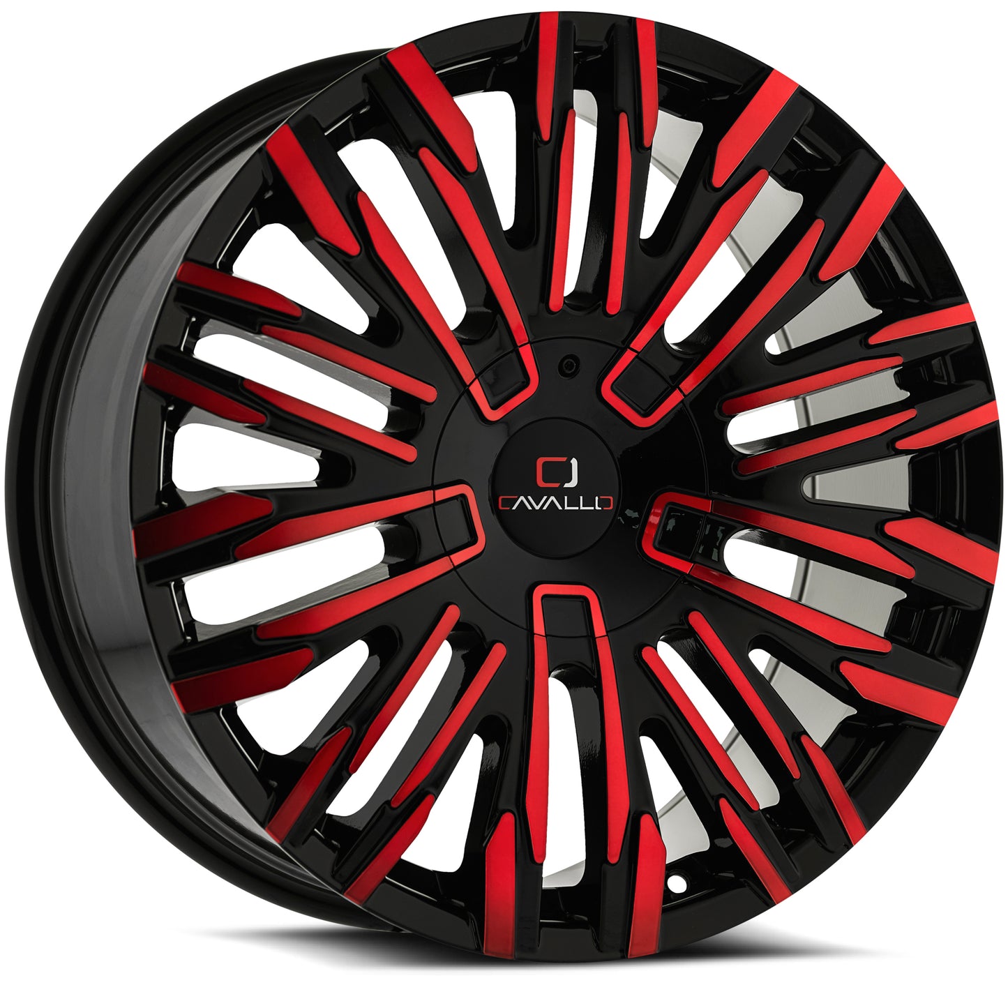 20x8.5 Cavallo CLV-28 Gloss Black & Red Machined Wheel 6x135/6x5.5 (15mm)