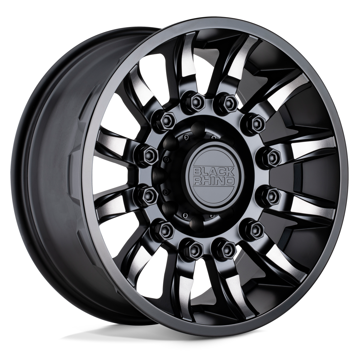 18x9 Black Rhino MISSION MATTE BLK W/ MACH TINTED SPOKES Wheel 5x150 (12mm)
