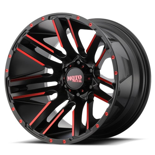 22x12 Moto Metal MO978 Razor Black with Red Wheel 5x150 (-44mm)