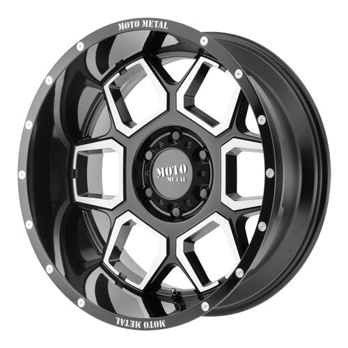 22x12 Moto Metal MO981 Spade Black and Machined Wheel 6x5.5 (-44mm)