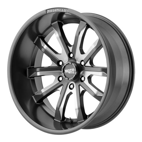 22x10 Moto Metal MO983 Dagger Gray and Milled Wheel 6x5.5 (-18mm)
