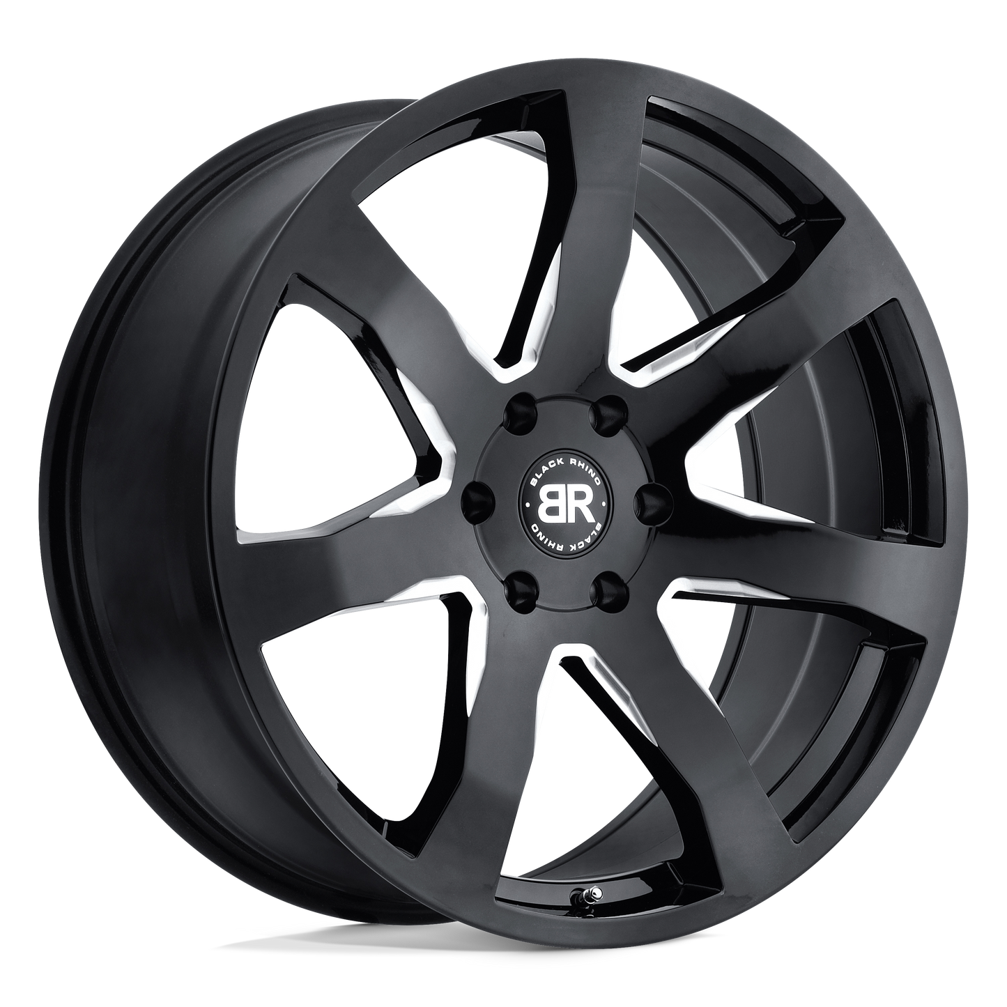 22x9.5 Black Rhino MOZAMBIQUE GLOSS BLACK & MILLED Wheel 5x5 (30mm)