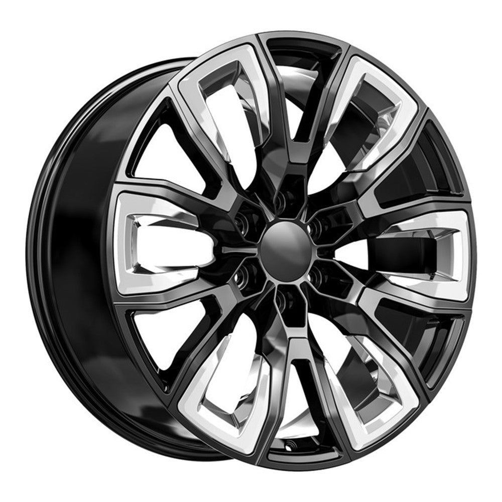 22x9 O.E. Revolution G-37 Gloss Black & Chrome Inserts Wheel 6x5.5 (31mm)