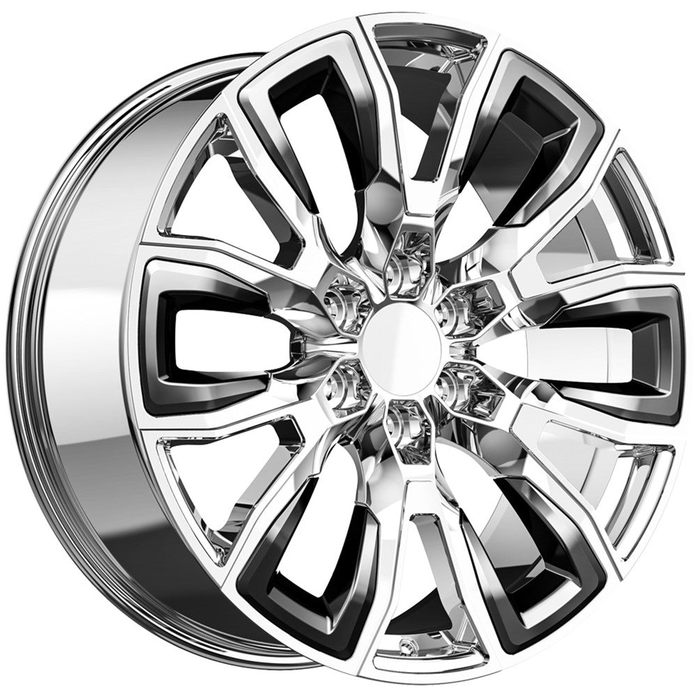 22x9 O.E. Revolution G-37 Nano Chrome & Black Inserts Wheel 6x5.5 (31mm)