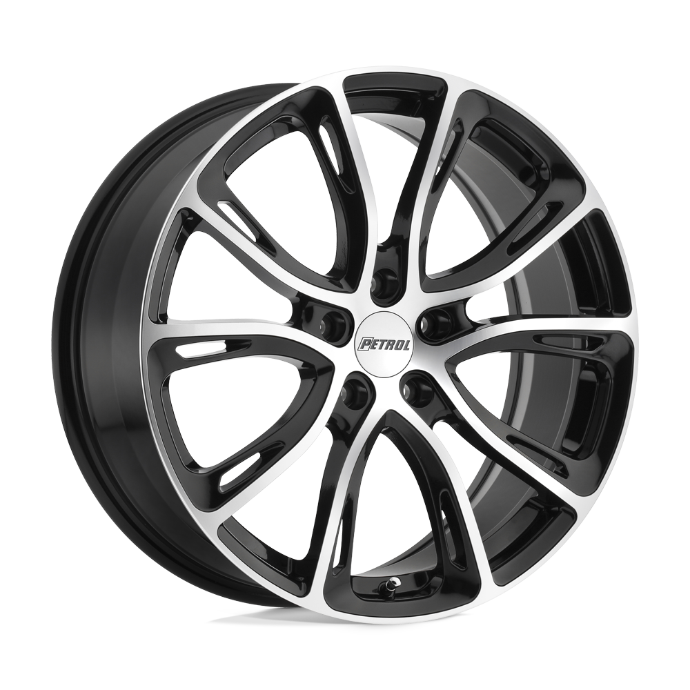 18x8 Petrol P5A GLOSS BLACK W/ MACHINED CUT FACE Wheel 5x108 (40mm)