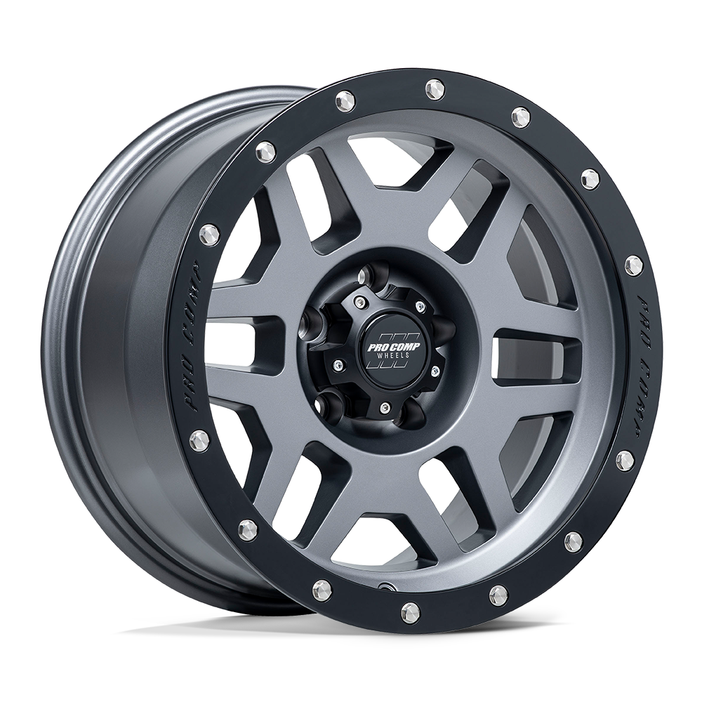 17x9 Pro Comp 2641 Phaser Matte Graphite With Black Lip Wheel 5x5 (-6mm)