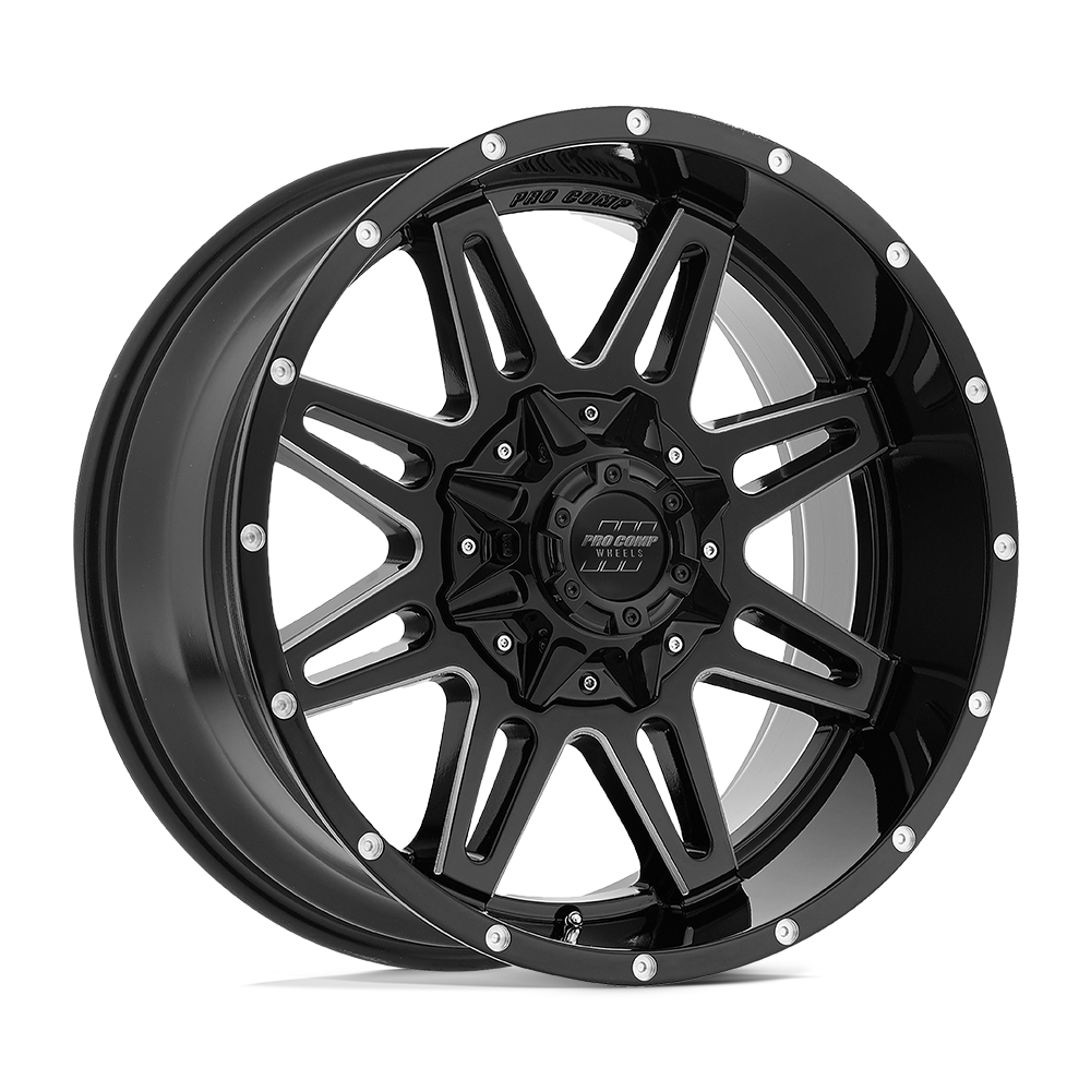 20x9.5 Pro Comp PA42 Blockade Gloss Black Milled Wheel 6x135/6x5.5 (-6mm)