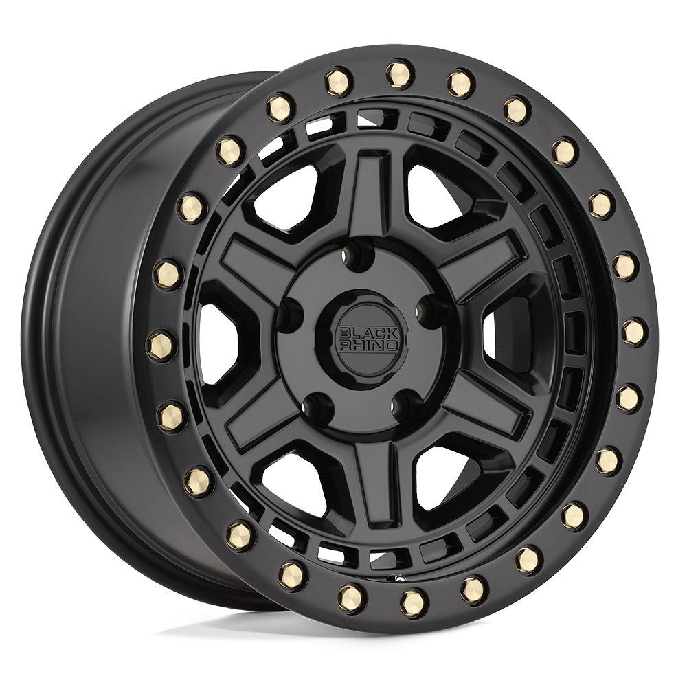 20x9.5 Black Rhino RENO MATTE BLACK W/ BRASS BOLTS Wheel 6x5.5 (12mm)