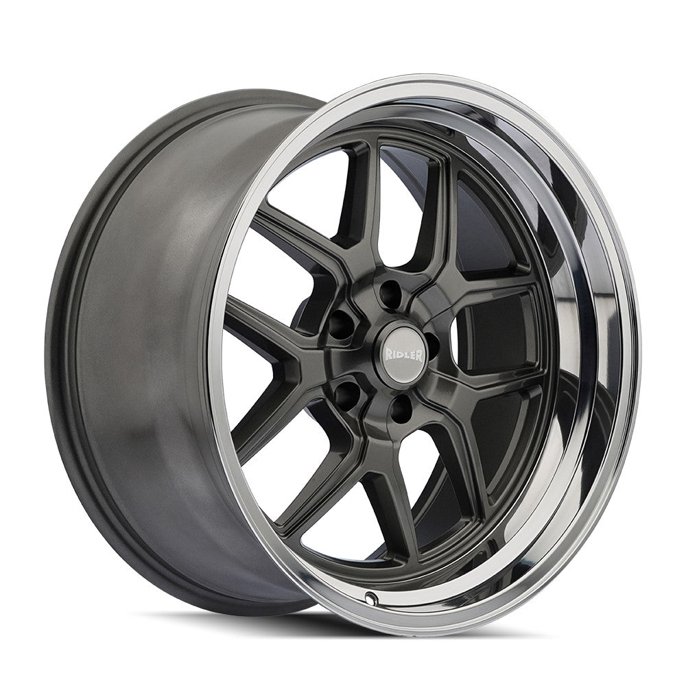 17x7 Ridler 610 Grey/Polished Lip Wheel 5x4.75 (0mm)
