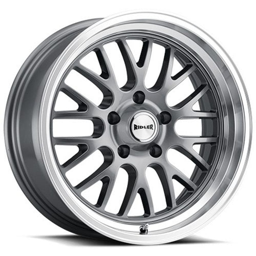 18x8 Ridler 607 Grey W/Machined Lip Wheel 5x4.75 (0mm)