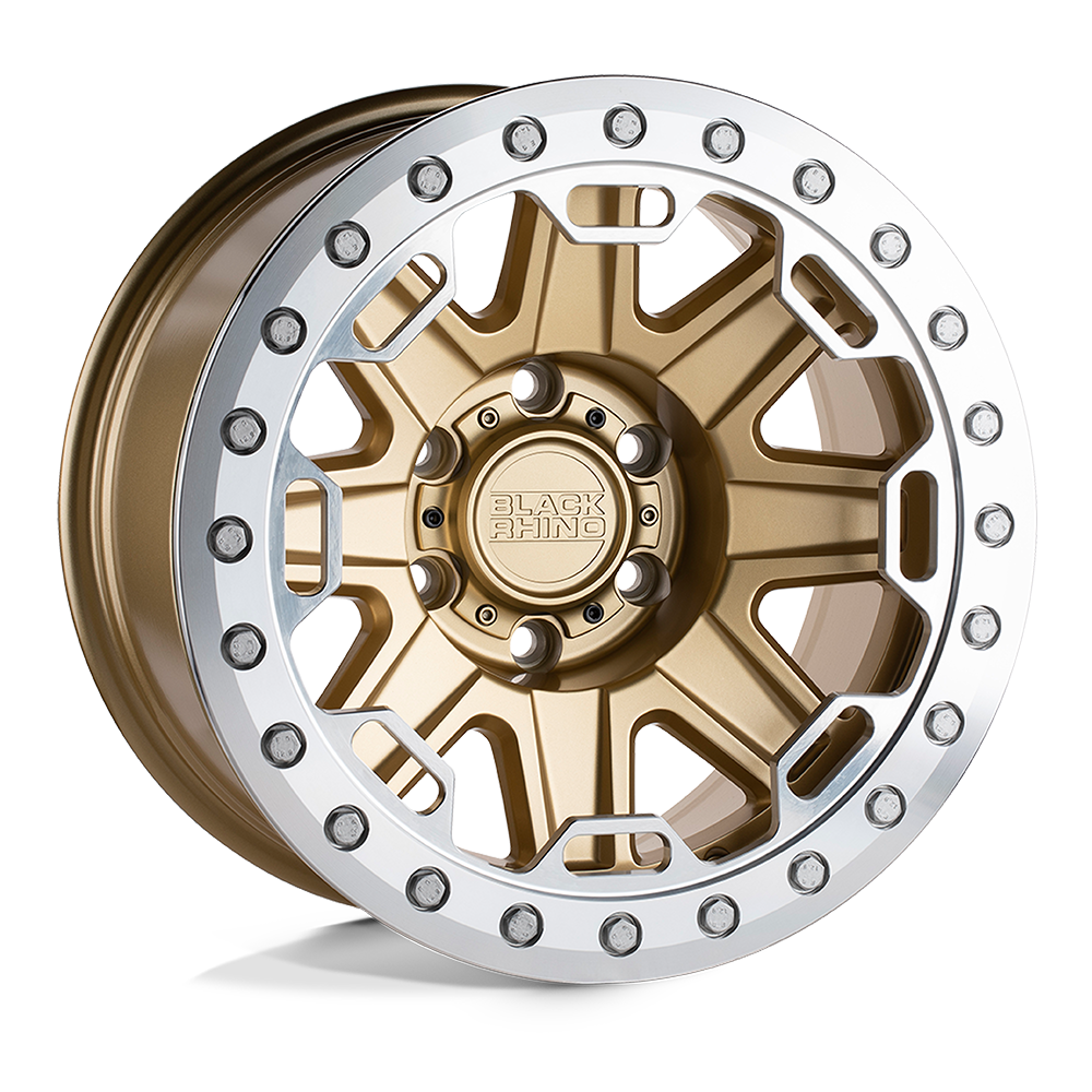 17x8.5 Black Rhino RIFT MATTE GOLD W/ MACHINED RING Wheel 6x5.5 (-30mm)