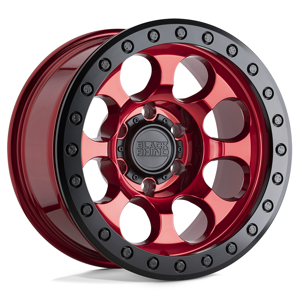 17x8.5 Black Rhino RIOT CANDY RED W/ BLACK RING & BOLTS Wheel 6x5.5 (0mm)
