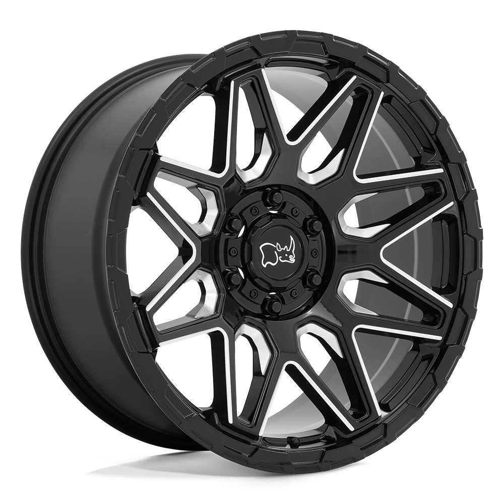 20x9.5 Black Rhino SHOCKWAVE Gloss Black With Milled Spokes Wheel 5x150 (12mm)