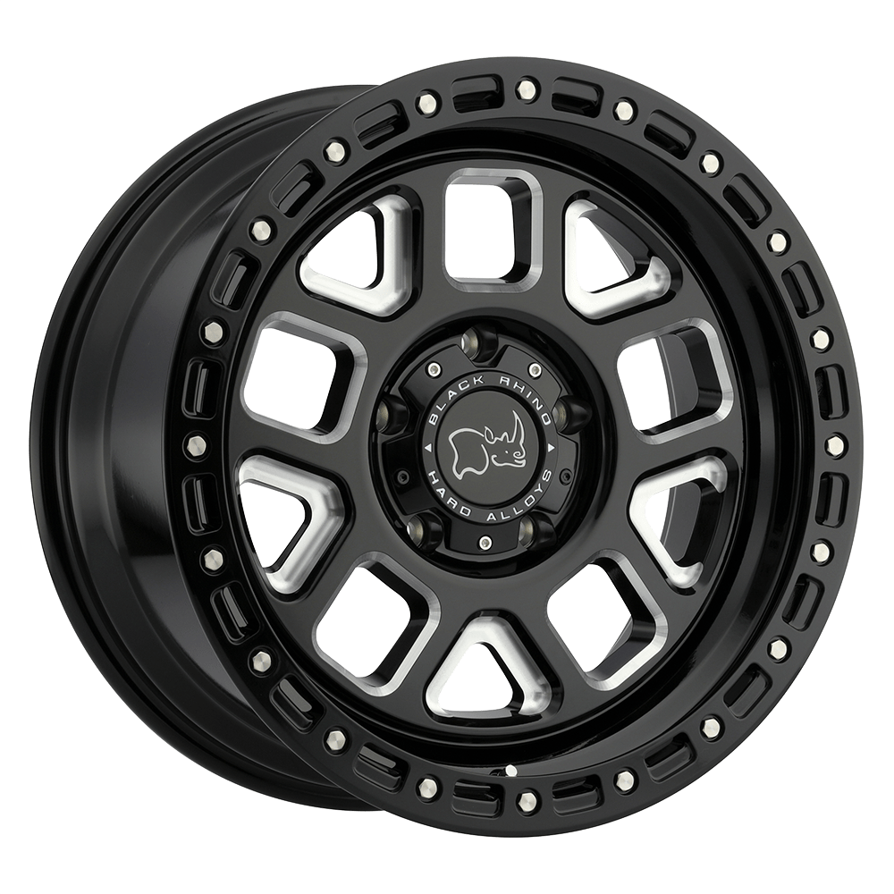 18x9.5 Black Rhino ALPINE GLOSS BLACK W/ MILLED SPOKES Wheel 5x5.5 (0mm)