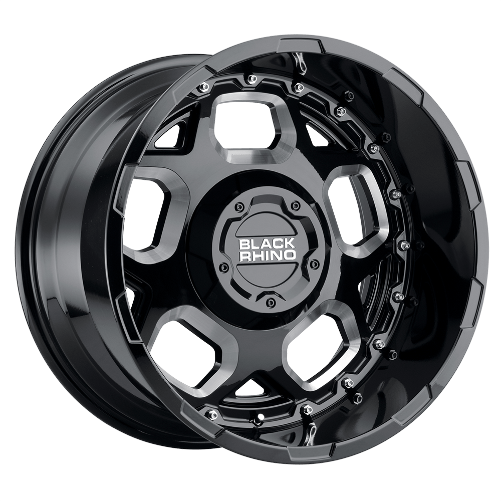 20x11.5 Black Rhino GUSSET GLOSS BLACK W/ MILLED SPOKES Wheel 8X6.5 (-44mm)