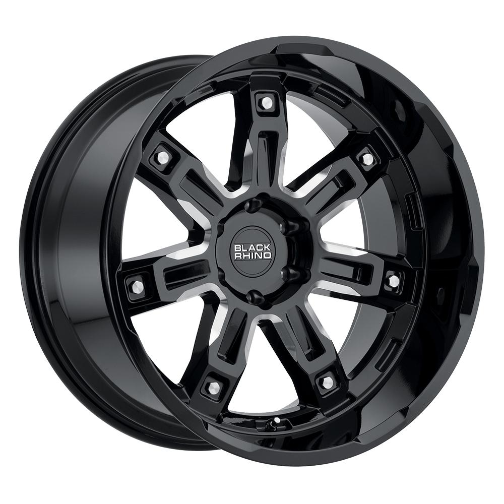 22x11.5 Black Rhino LOCKER GLOSS BLACK W/ MILLED SPOKES Wheel 6x5.5 (-44mm)