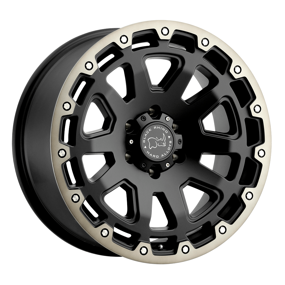 20x12 Black Rhino RAZORBACK MATTE BLK W/ MACH DARK TINT LIP Wheel 6x5.5 (-44mm)