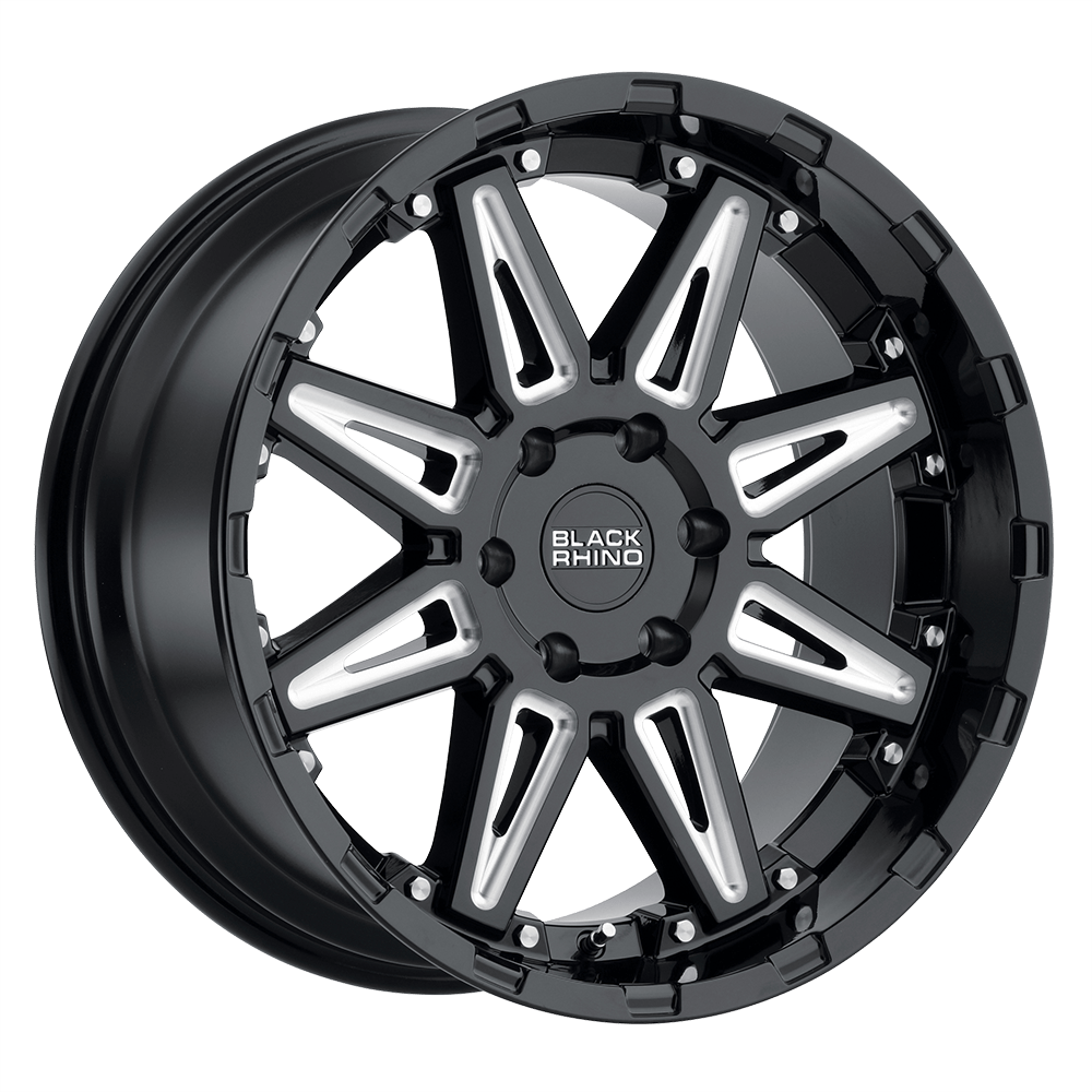 18x9.5 Black Rhino RUSH GLOSS BLACK W/ MILLED SPOKES Wheel 6x120 (12mm)