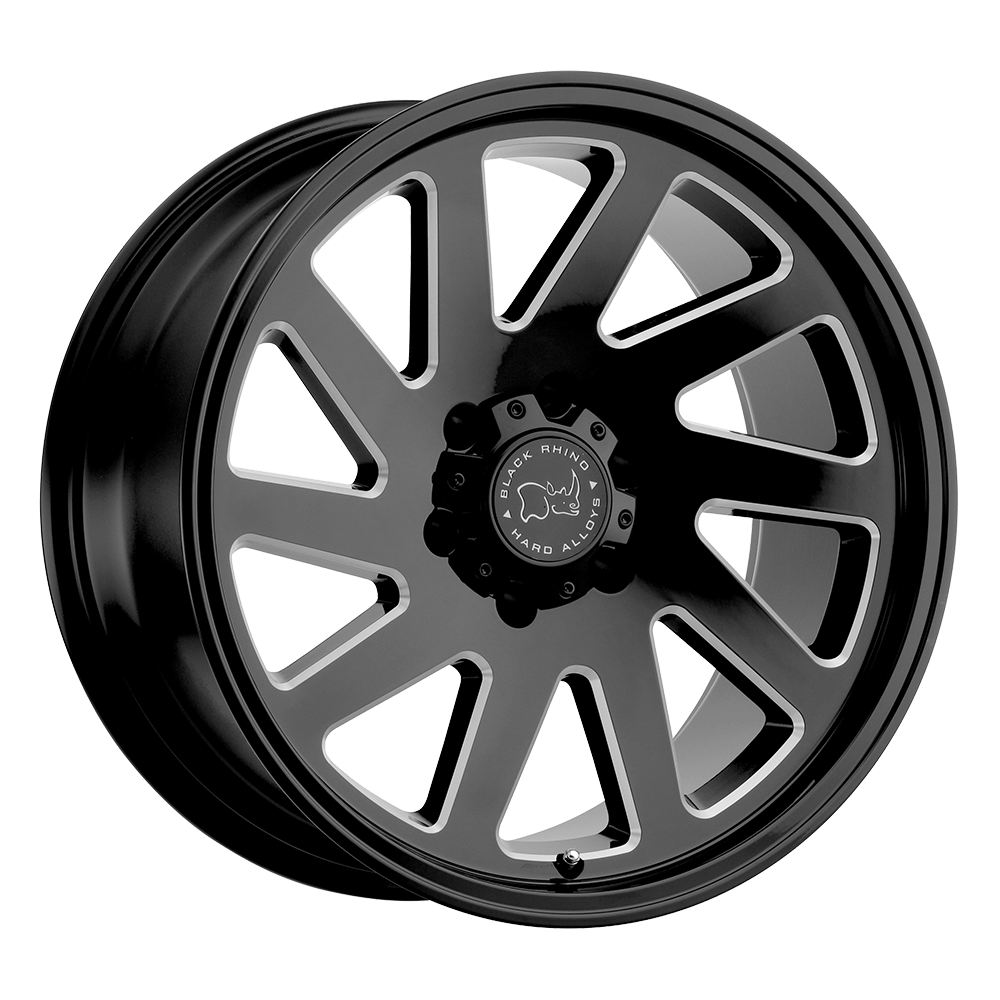 22x12 Black Rhino THRUST GLOSS BLACK W/ MILLED SPOKES Wheel 8x180 (-44mm)
