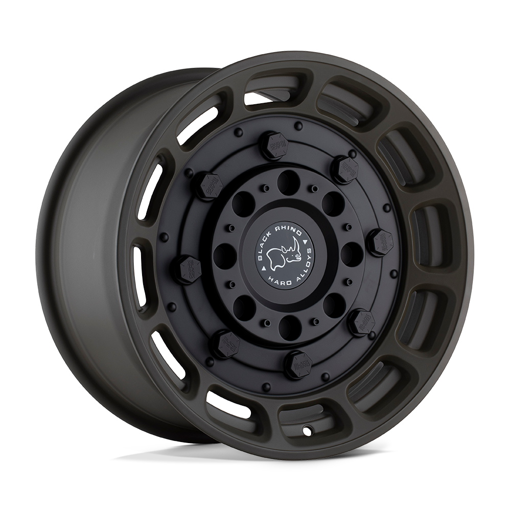20x9.5 Black Rhino Warthog Matte Olive Dab Green Black Center Wheel 5x5 (-18mm)