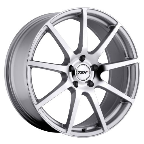 18x9 TSW INTERLAGOS SILVER W/ MIRROR CUT FACE Wheel 5x4.5 (32mm)