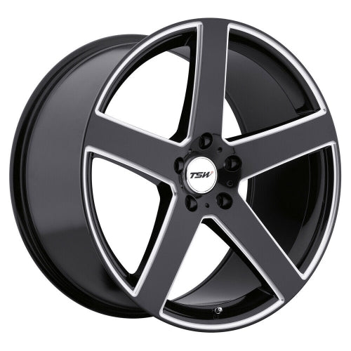 17x8 TSW RIVAGE GLOSS BLACK W/ MILLED SPOKE Wheel 5x112 (45mm)