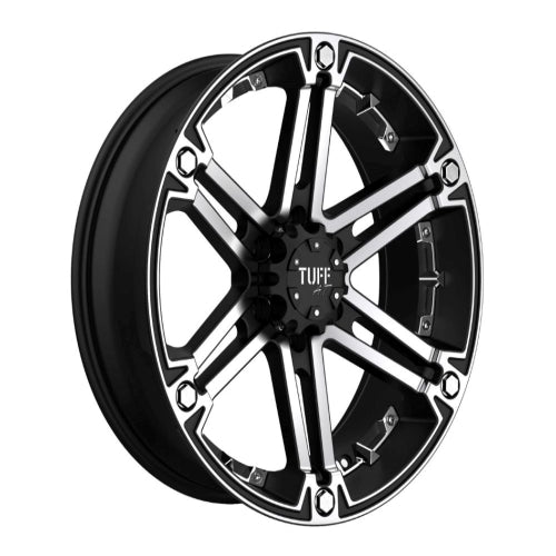 17x8 Tuff T01 FLAT BLACK W/ MACHINED FACE Wheel 6x5.5 (0mm)