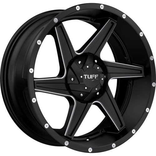 20x9 Tuff T11 SATIN BLACK W/ MILLED SPOKES AND DIMPLES Wheel 5x135/5x5.5 (10mm)