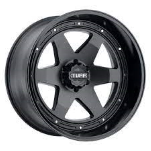 22x12 Tuff T1A MATTE BLACK W/ GLOSS BLACK LIP Wheel 6x5.5 (-45mm)