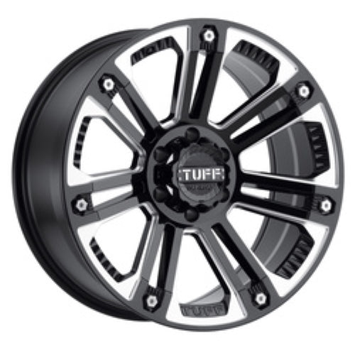 20x9 Tuff T22 GLOSS BLACK W/ MILLED SPOKES Wheel 5x5/5x5.5 (-13mm)