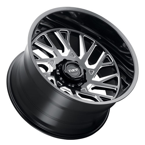 24x14 Tuff T4B Gloss Black & Milled DIRECTIONAL Right Wheel 5x5 (-72mm)