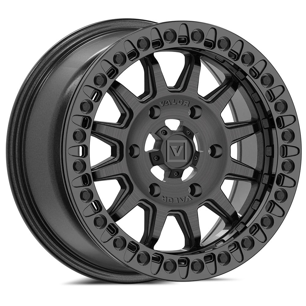 15x7 Valor Offroad V09 Brushed Charcoal UTV BEADLOCK Wheel 6x5.5 (40mm)