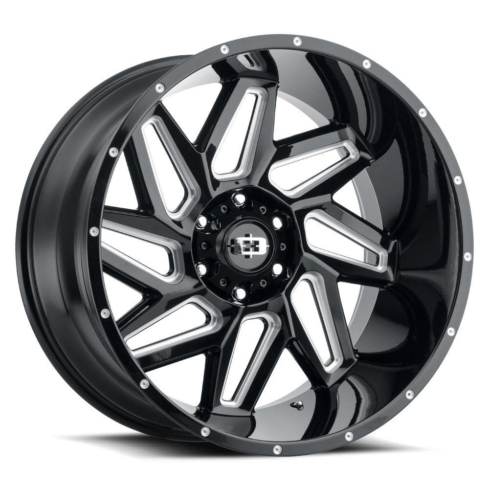 17x9 Vision 361 Spyder Gloss Black Milled Spoke Wheel 8x6.5 (12mm)