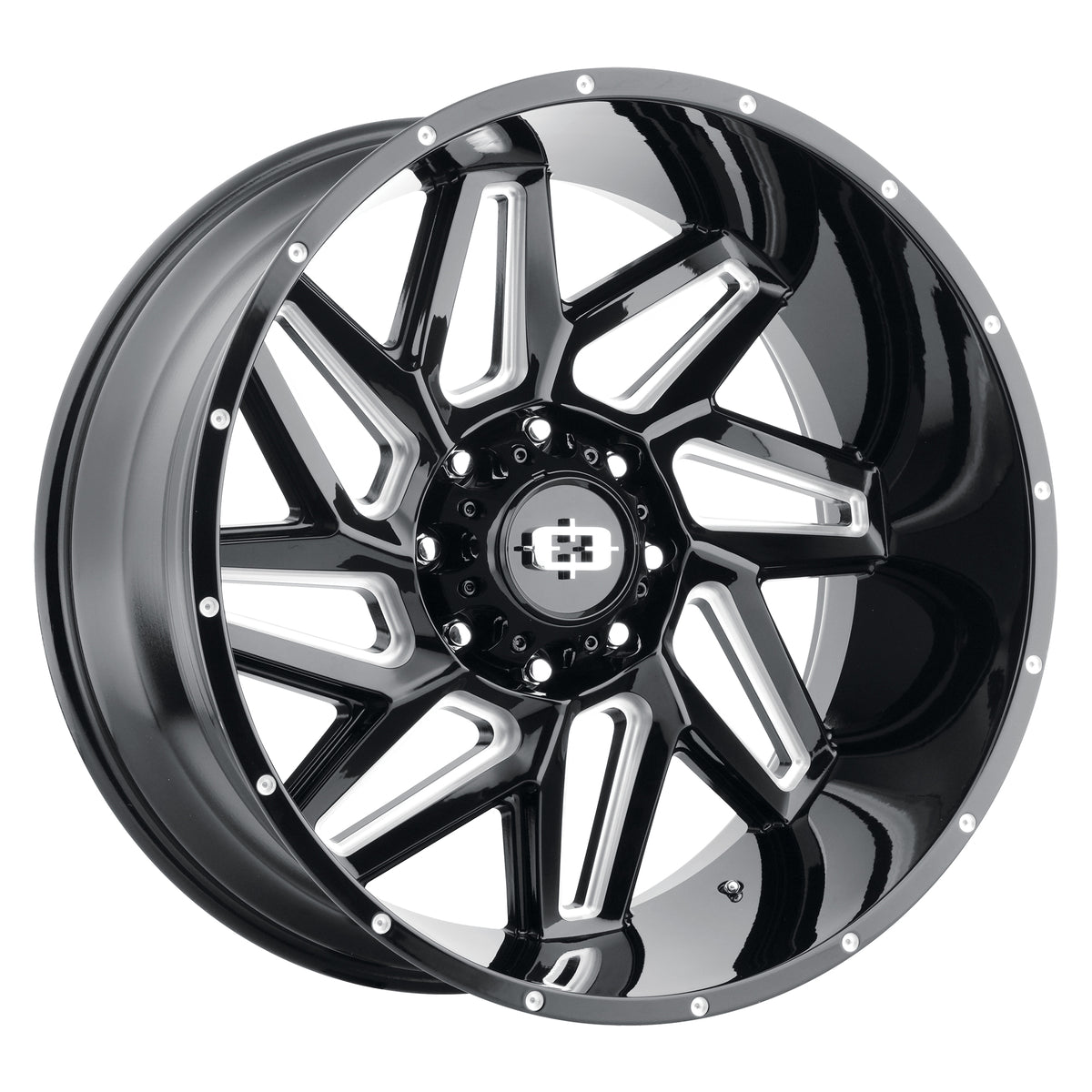 20x10 Vision 361 Spyder Gloss Black Milled Spoke Wheel 8x180 (-25mm)
