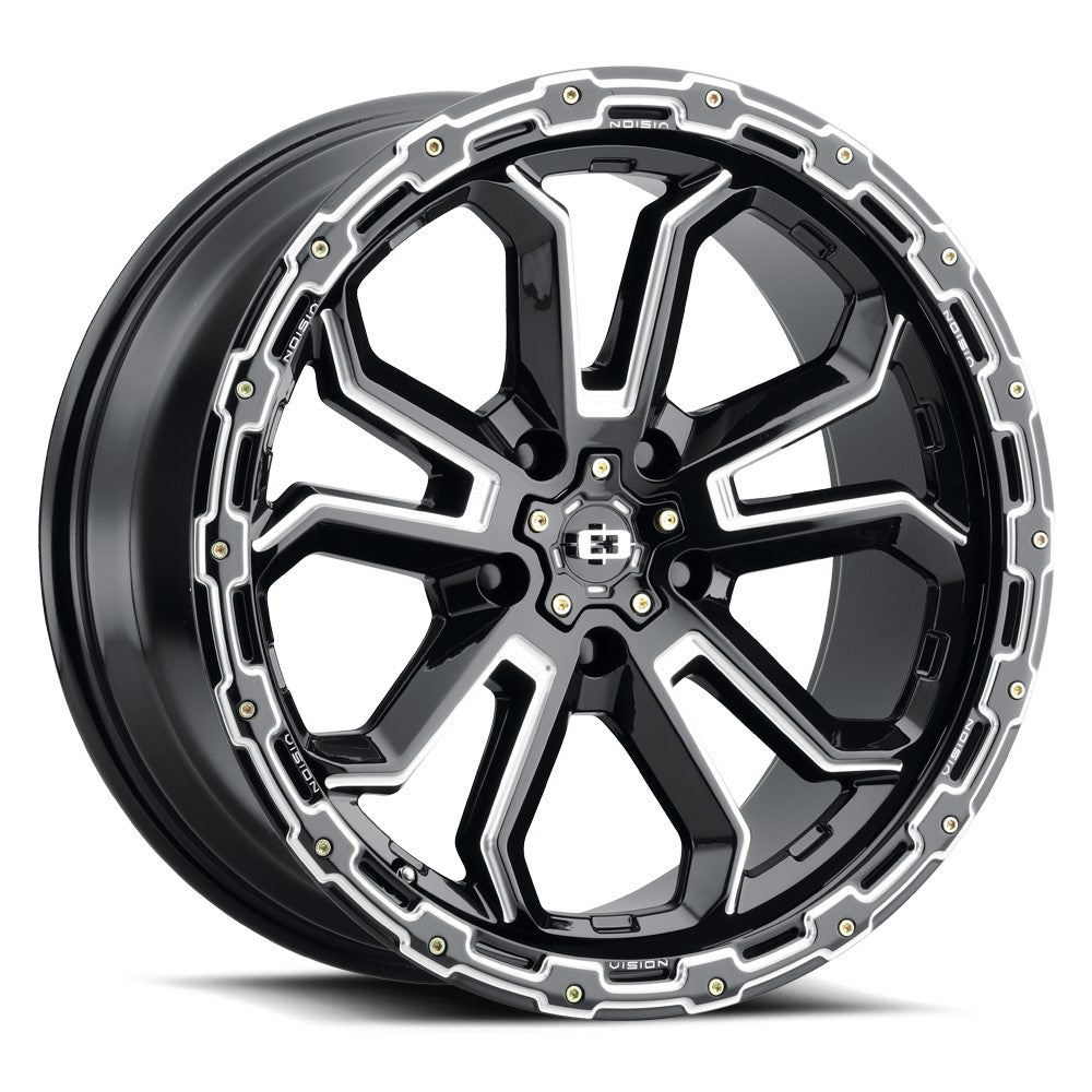 20x10 Vision 405 Korupt Gloss Black Milled Spoke Wheel 5x5 (-25mm)