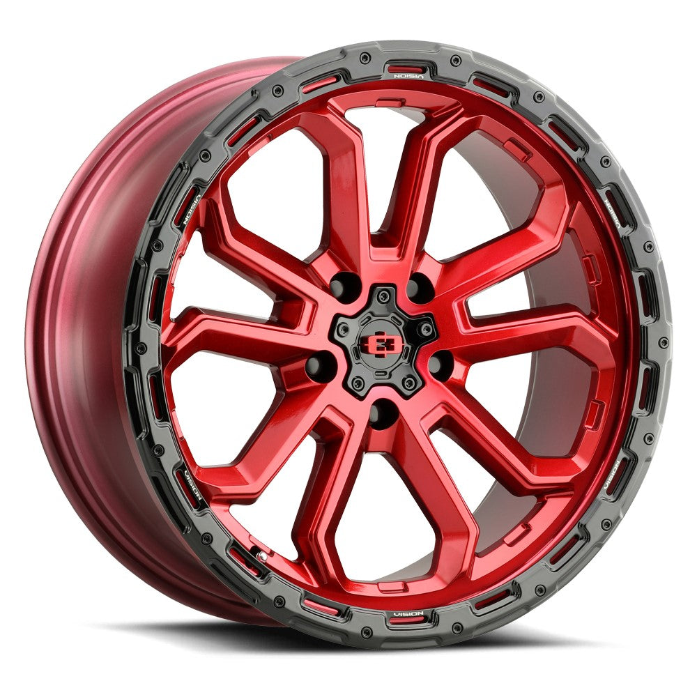 17x8 Vision 405 Korupt Gloss Red With Gloss Black Lip Wheel 5x4.5 (30mm)